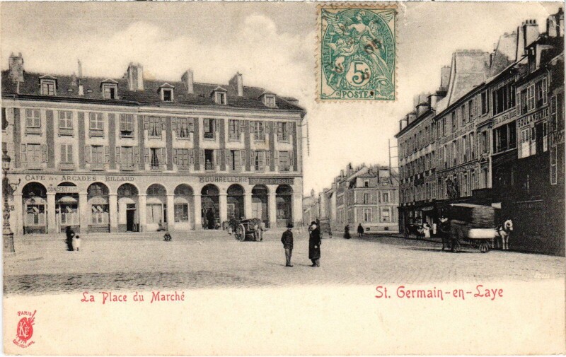 Carte postale ancienne St Germain en Laye Place du Marche