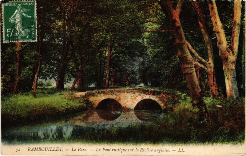 Carte postale ancienne Rambouillet Le Parc Pont Rustique à Rambouillet