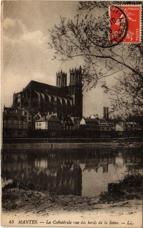 Carte postale ancienne Mantes La Cathedrale