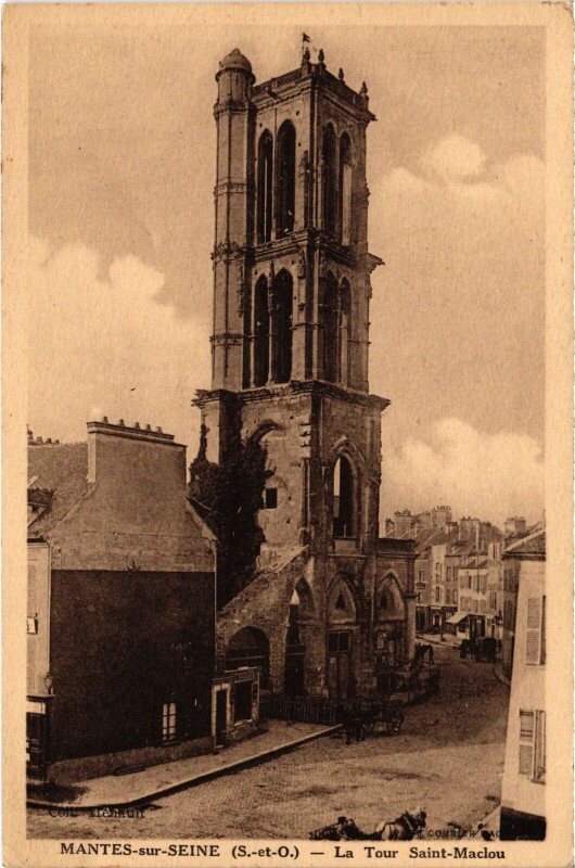 Carte postale ancienne Mantes Tour Saint-Maclou