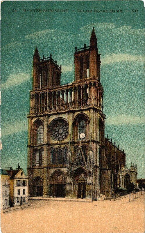Carte postale ancienne Mantes Eglise Notre Dame
