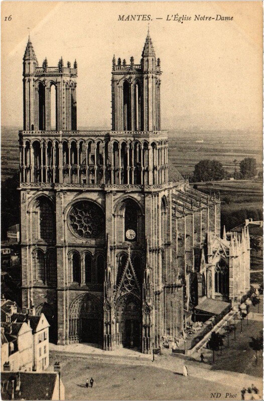 Carte postale ancienne Mantes Eglise Notre Dame