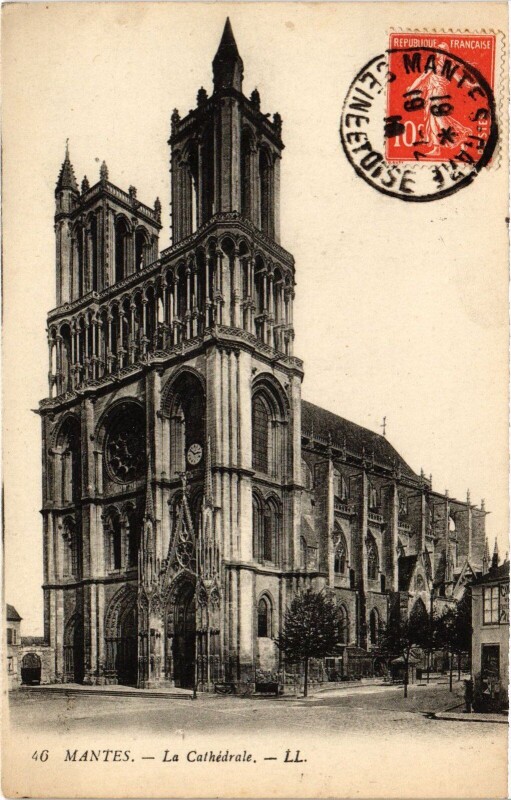 Carte postale ancienne Mantes La Cathedrale