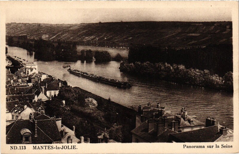 Carte postale ancienne Mantes panorama sur la Seine