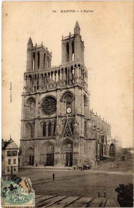 Carte postale ancienne Mantes Eglise Notre Dame