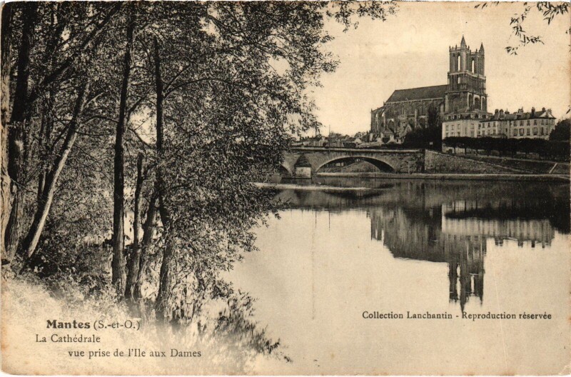 Carte postale ancienne Mantes La Cathedrale