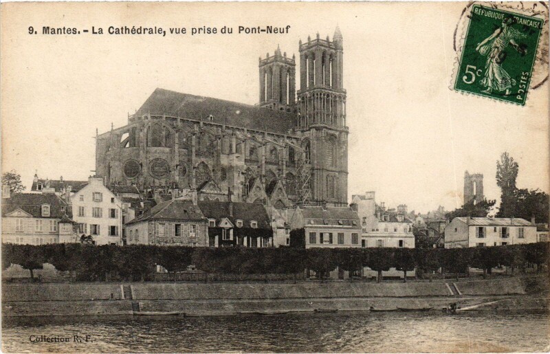 Carte postale ancienne Mantes La Cathedrale