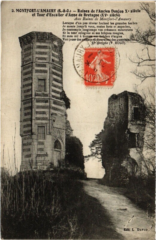 Carte postale ancienne Montfort l'Amaury Ruines de l'Ancien Donjon à Montfort-l'Amaury