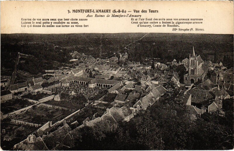 Carte postale ancienne Montfort l'Amaury vue des Tours à Montfort-l'Amaury