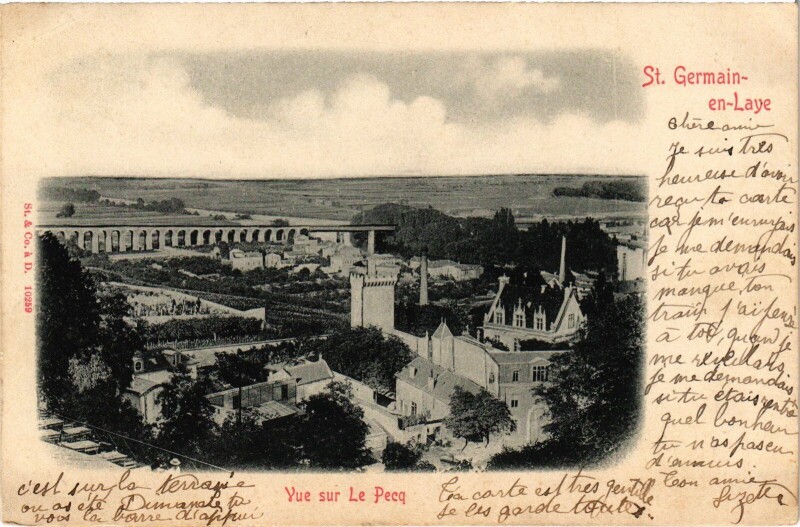 Carte postale ancienne St Germain en Laye vue sur Le Pecq au Pecq