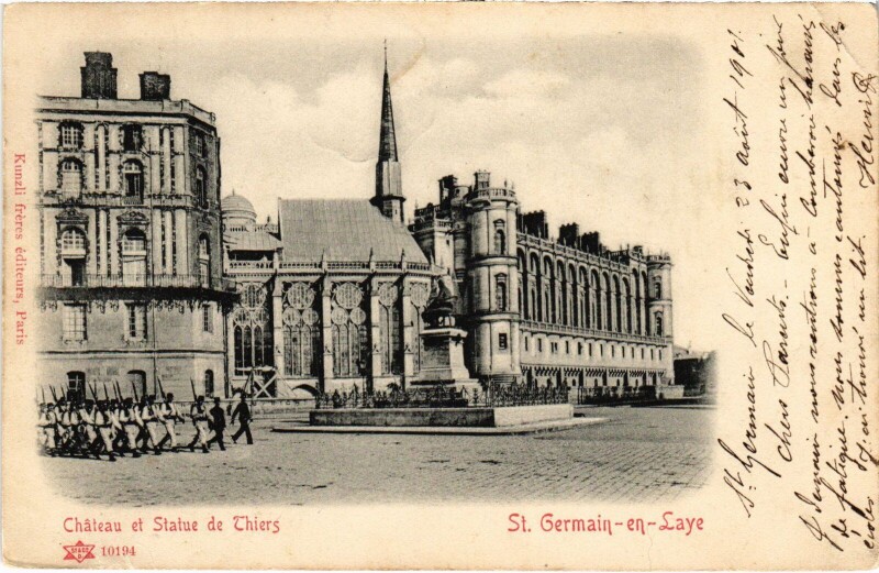 Carte postale ancienne St Germain en Laye Chateau et Statue Thiers