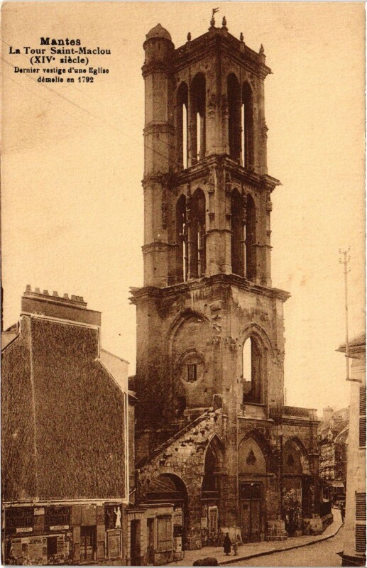 Carte postale ancienne Mantes Tour Saint-Maclou
