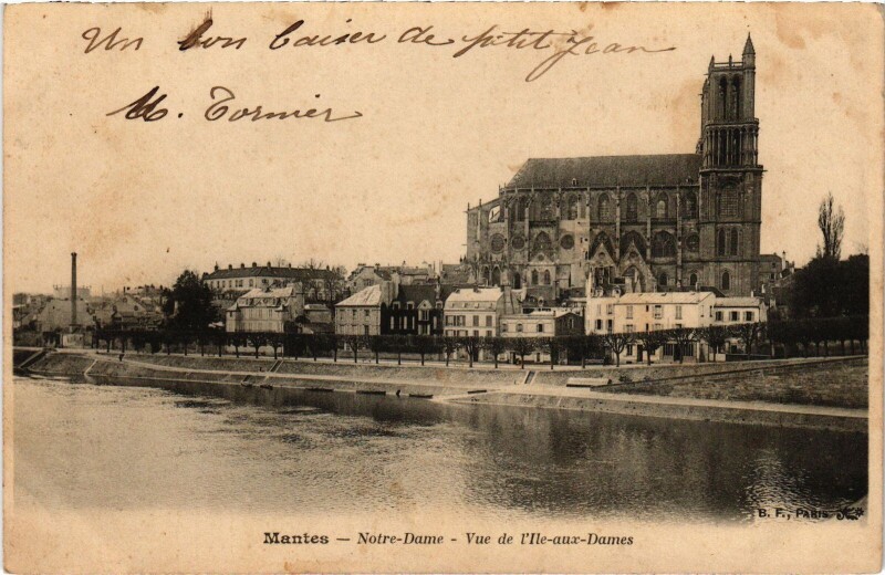 Carte postale ancienne Mantes Eglise Notre Dame