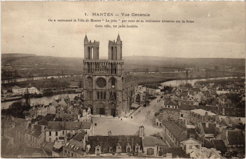 Carte postale ancienne Mantes vue generale