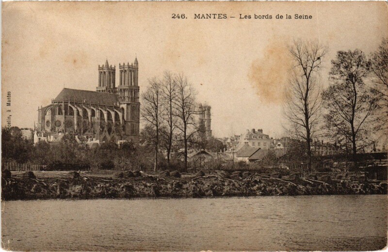 Carte postale ancienne Mantes Les bords de la Seine