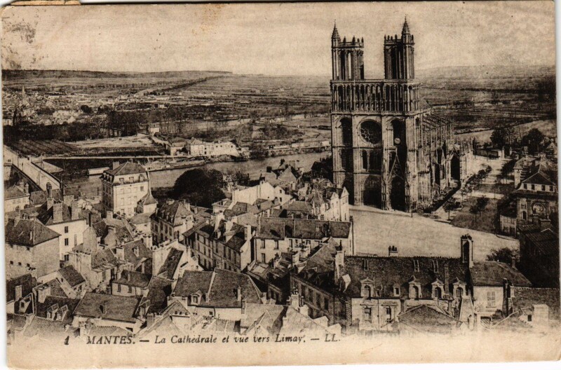 Carte postale ancienne Mantes La Cathedrale