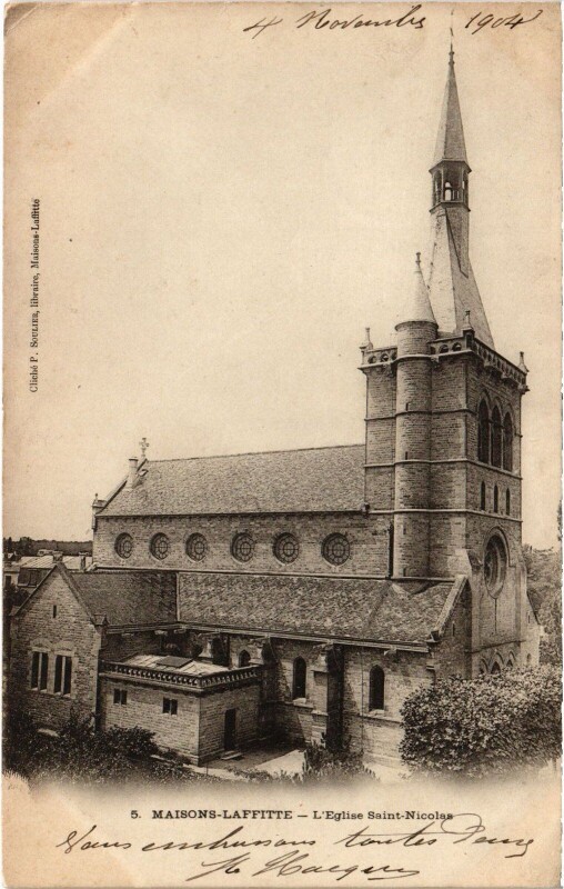 Carte postale ancienne Maison Lafitte Eglise Saint-Nicolas