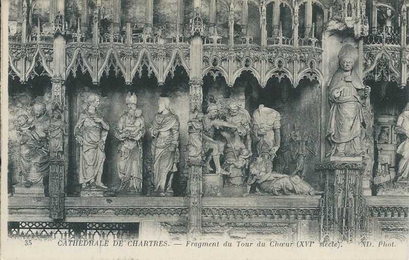 Carte postale ancienne Cathédrale - Fragment du Tour du Choeur à Chartres