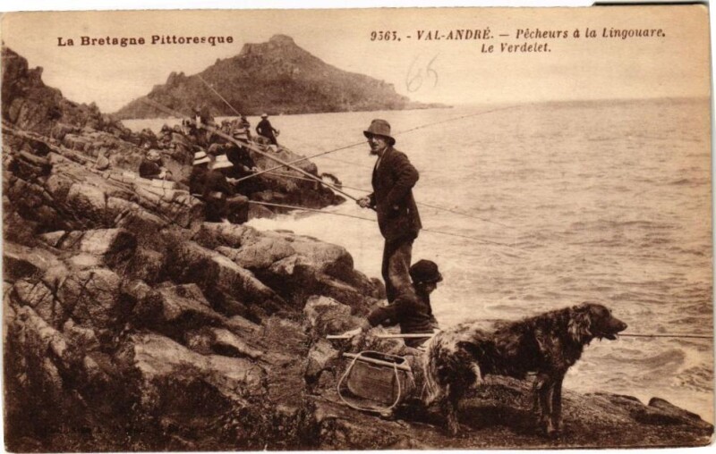 Carte postale ancienne Val-Andre-Pécheurs a la Lingouare-Le Verdelet
