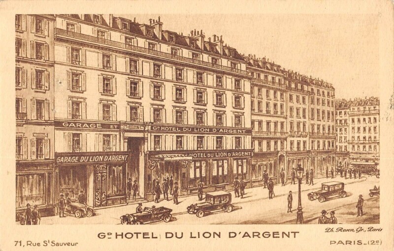 Carte postale ancienne / Paris 2e - Rue Saint Sauveur - Grand Hotel Du Lion D'Argent à Paris 2e