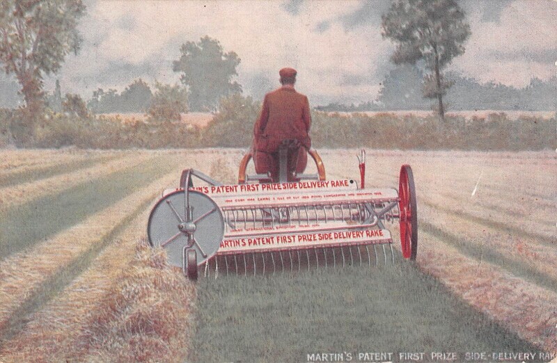 Carte postale ancienne Agriculture - Machine Agricole - Martin'S Patent First Prize Side Delivery R