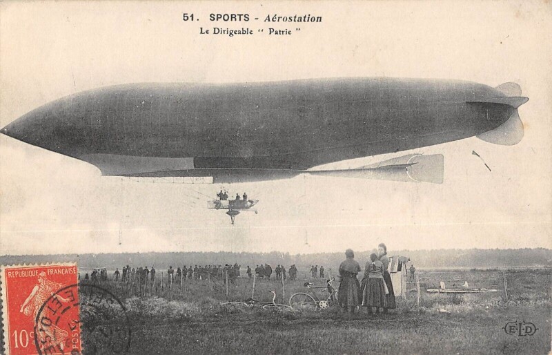 Carte postale ancienne / Aviation - Ballon Dirigeable - Aerostation - Le Dirigeable Patrie