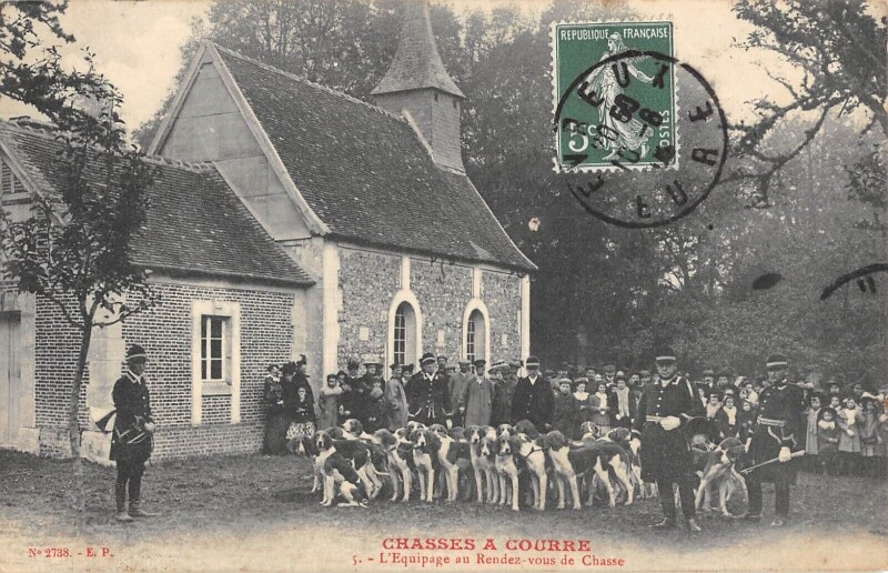 Carte postale ancienne Chasse - Chasses A Courre - L'Equipage Au Rendez Vous De Chasse - Race Anglo