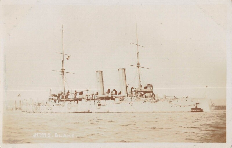 Carte postale ancienne / Marine De Guerre - Carte Photo - Cuirasse - H.M.S. Blake Au Verso .Pouteau
