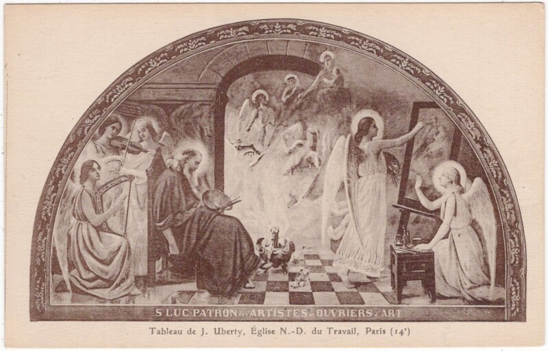 Carte postale ancienne Saint Luc Patron des Artistes et Ouvriers d'Art - Eglise Notre-Dame-du-Travail à Paris 14e