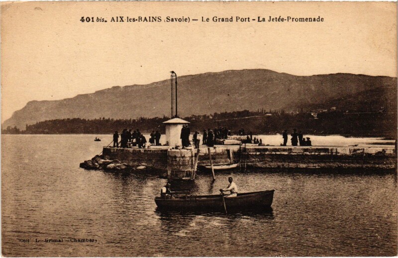 Carte postale ancienne Aix-les-Bains Le grand port Jetée à Aix-les-Bains