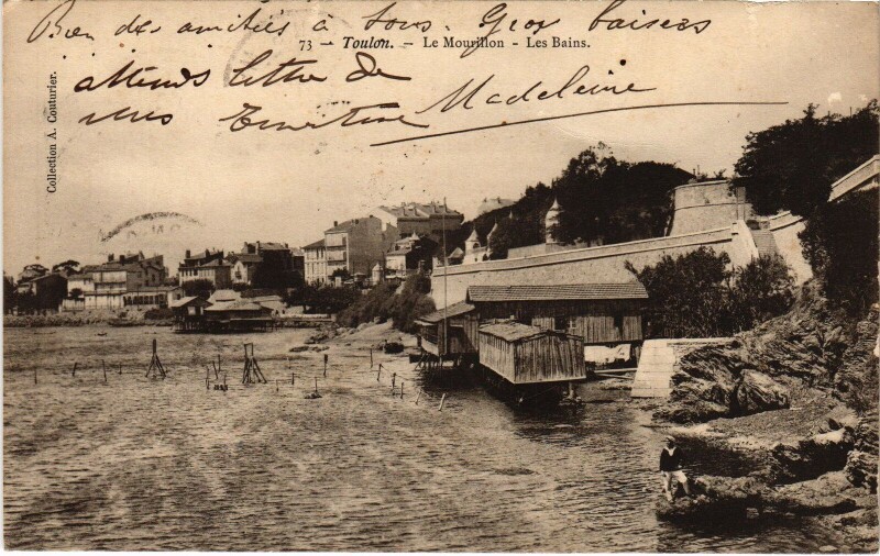 Carte postale ancienne Toulon Le Mourillon les bains à Toulon