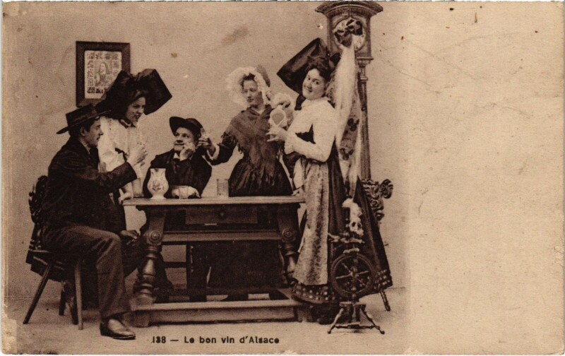 Carte postale ancienne Alsace le bon vin Folklore
