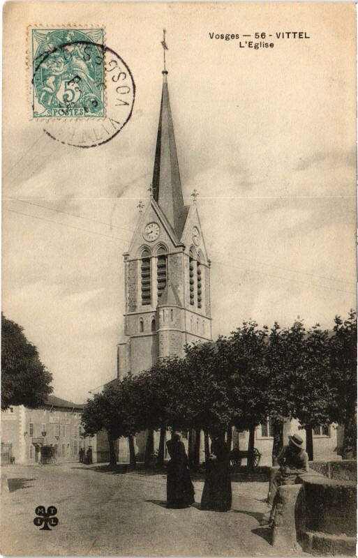 Carte postale ancienne Vosges Vittel Eglise à Vittel
