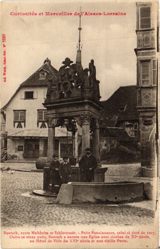 Carte postale ancienne Alsace-Lorraine Boersch Puits Renaissance à Boersch
