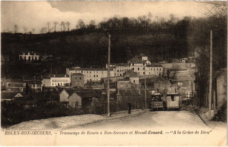 Carte postale ancienne Rouen Bon-Secours Tramway à Rouen