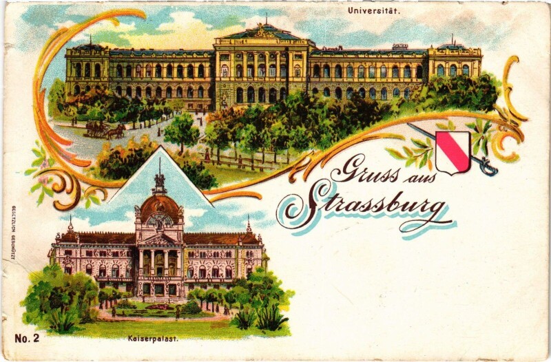 Carte postale ancienne Gruss aus Strasbourg Litho à Strasbourg