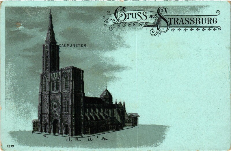 Carte postale ancienne Gruss aus Strasbourg Cathedral Litho à Strasbourg