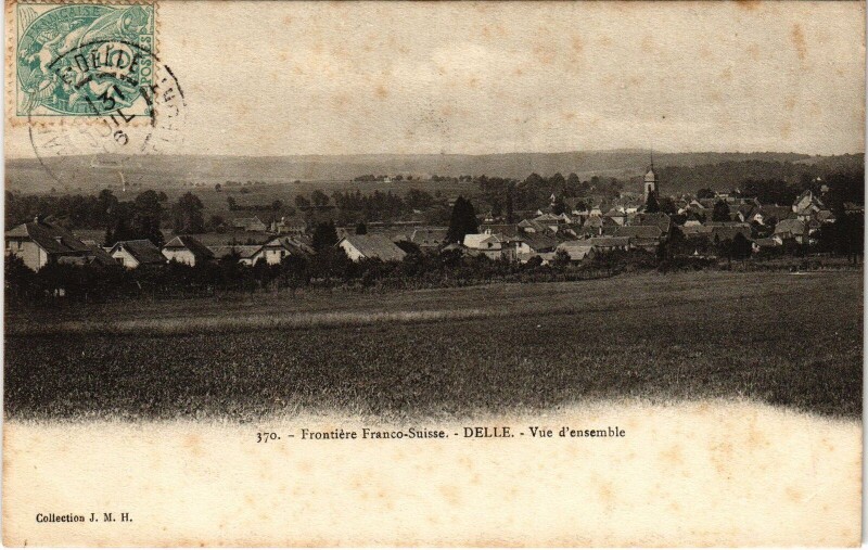 Carte postale ancienne Delle vue frontiere Franco-Suisse à Delle