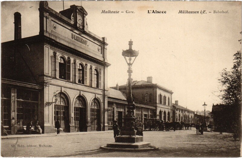 Carte postale ancienne Alsace Mulhouse La Gare Railway à Mulhouse