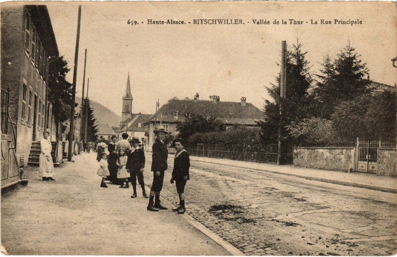 Carte postale ancienne Alsace Bitschwiller Vallée de la Thur Rue Principale à Willer