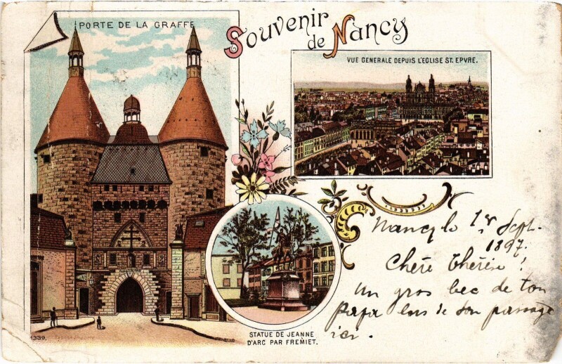 Carte postale ancienne Souvenir de Nancy Litho à Nancy