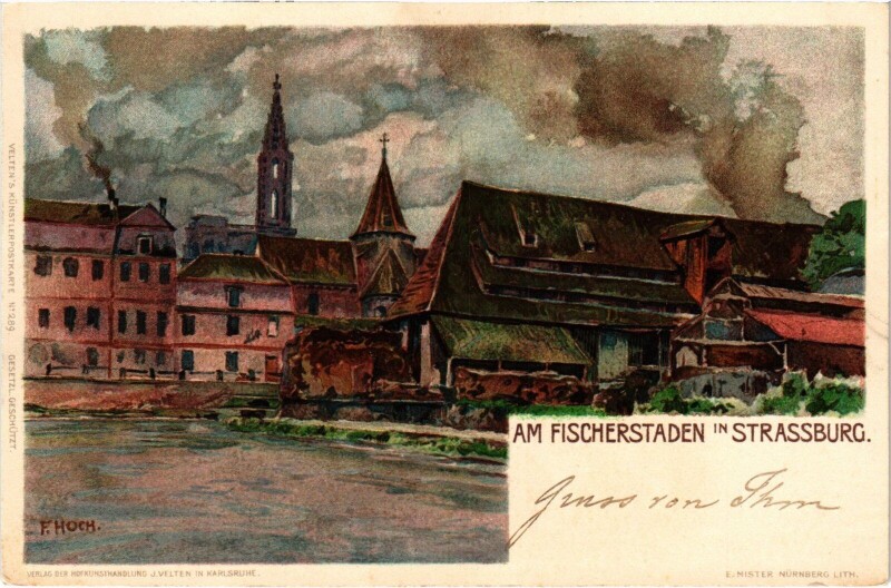 Carte postale ancienne Strasbourg Fischerstaden Litho à Strasbourg