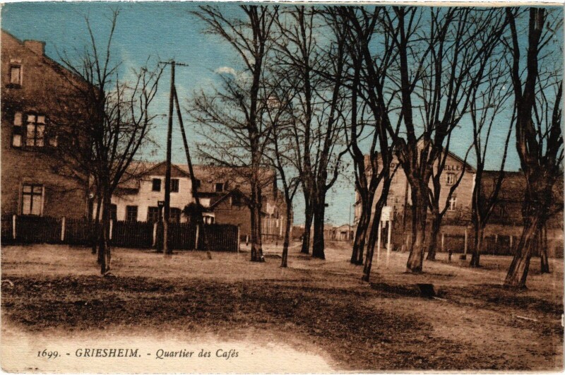 Carte postale ancienne Griesheim Quartier des Cafés à Gries
