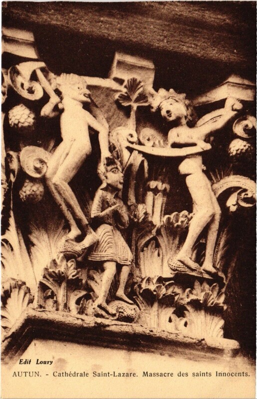 Carte postale ancienne Autun Cathedral Massacre à Autun