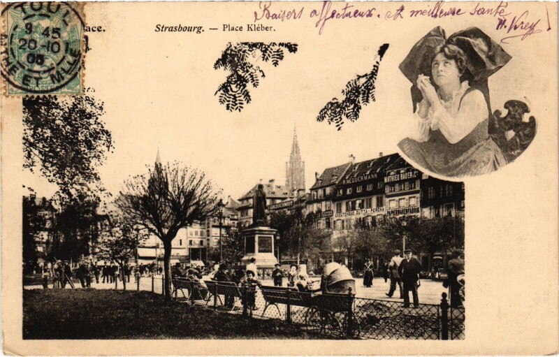 Carte postale ancienne Strasbourg place Kléber à Strasbourg