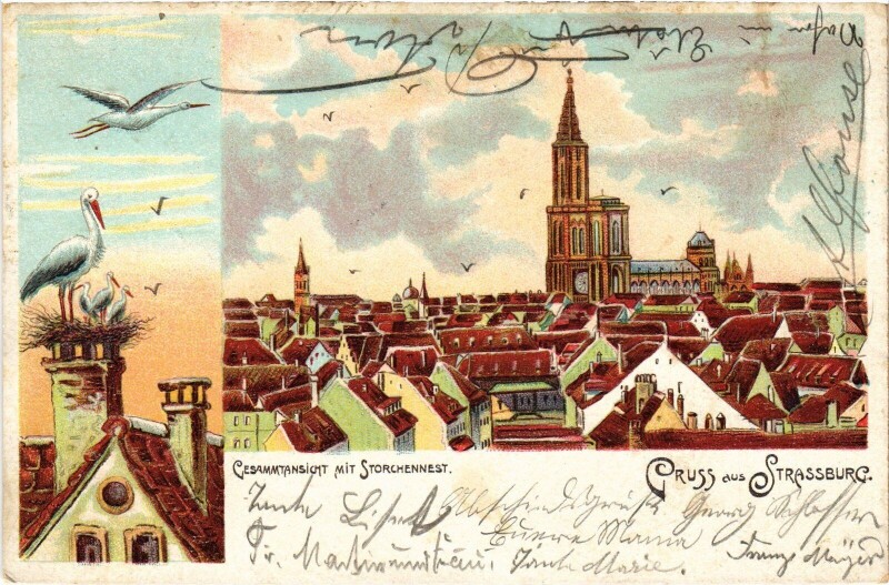 Carte postale ancienne Gruss aus Strasbourg Litho à Strasbourg