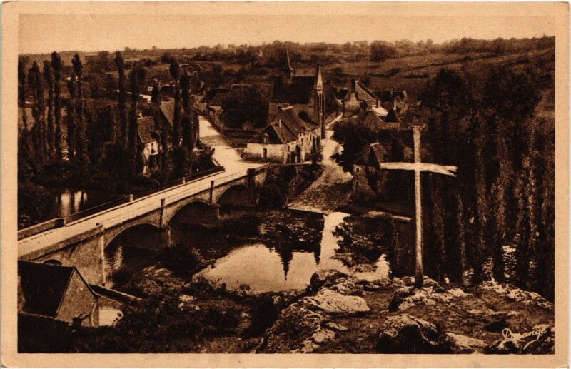 Carte postale ancienne Angles-sur-l'Anglin Le Pont et ville basse à Angles-sur-l'Anglin