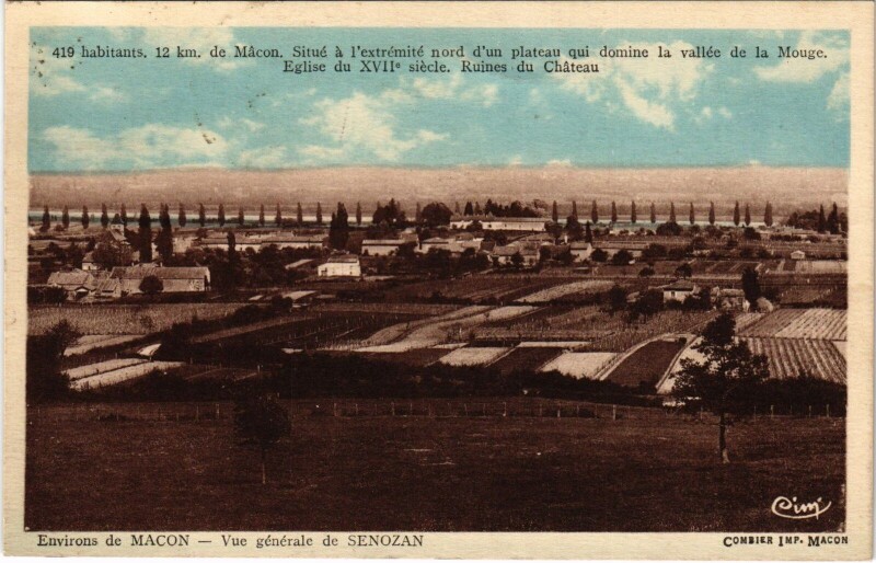 Carte postale ancienne Senozan vue générale à Senozan