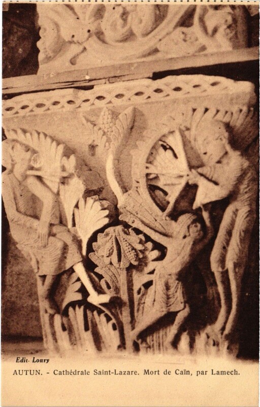 Carte postale ancienne Autun Cathedral Mort de Cain à Autun