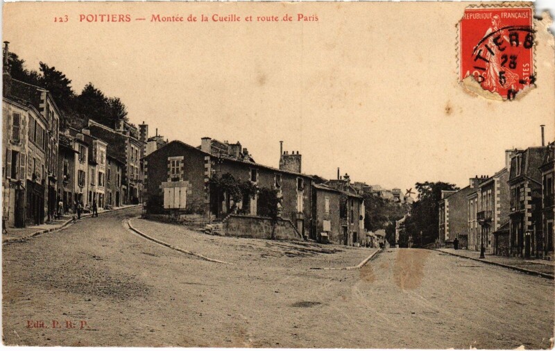 Carte postale ancienne Poitiers Montée de la Cueille Route de Paris à Poitiers